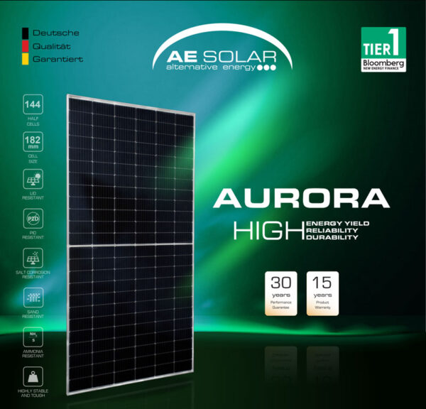 پنل خورشیدی 550 وات مونوکریستال برند AE SOLAR سری AURORA - Image 5