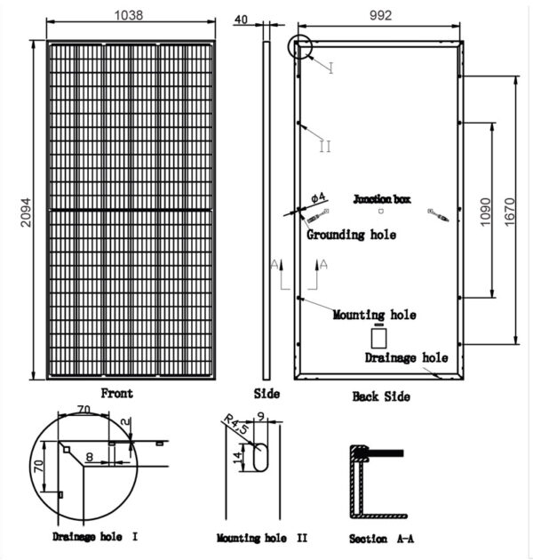 پنل خورشیدی 450 وات مونوکریستال برند AE SOLAR - Image 5